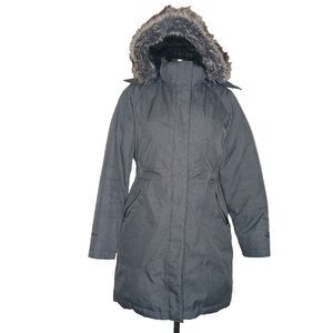The North Face HyVent Goose Down Hooded Parka Puffer Long Women's S Gray